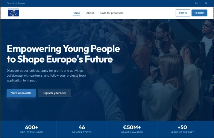 European Youth Foundation — platform home