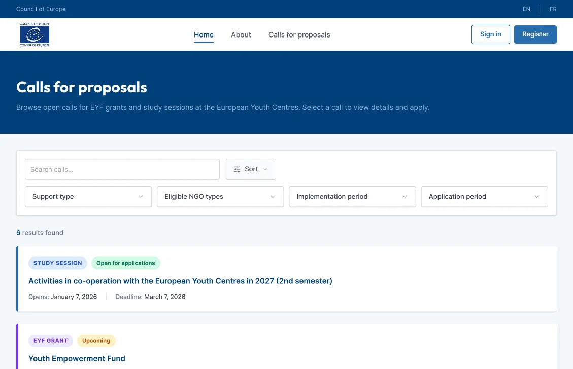 European Youth Foundation — calls for proposals