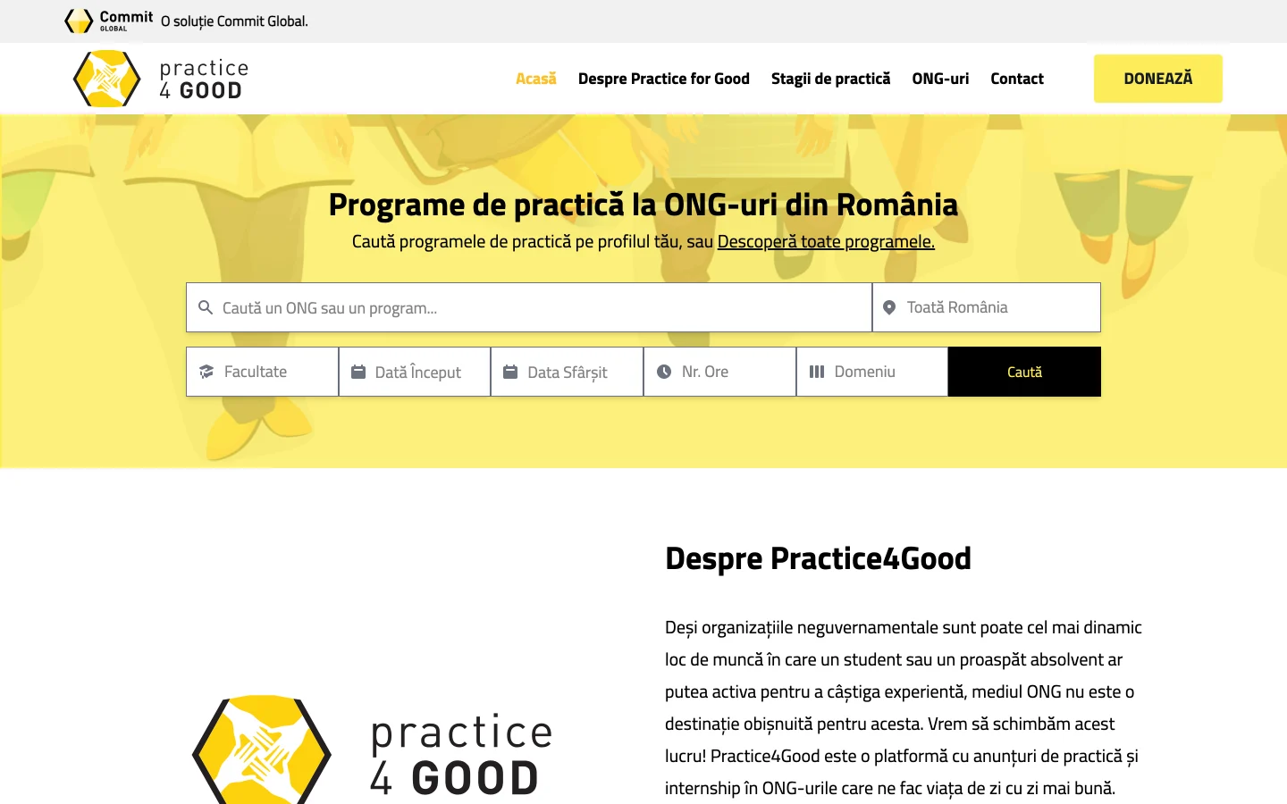 Practice4Good — search practice programmes at NGOs